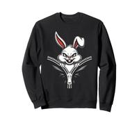 Malvagio Bunny Zipper Bocca Creepy Cute Rabbit per Uomo Donna Felpa