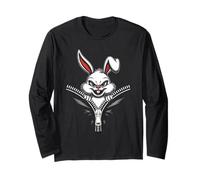 Malvagio Bunny Zipper Bocca Creepy Cute Rabbit per Uomo Donna Maglia a Manica