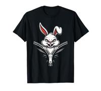 Malvagio Bunny Zipper Bocca Creepy Cute Rabbit per Uomo Donna Maglietta