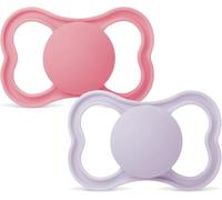 MAM Air Succhietto 16+ Mesi (Set da 2), Ciuccio MAM 16-36 mesi per pelli sensibili e delicate, Kit da 2 accessori neonato con tettarella in caucciù naturale e porta ciuccio sterilizzatore, Rosa/Crema