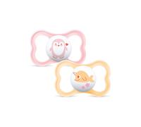MAM Air Succhietto 16+ Mesi (Set da 2), Ciuccio MAM 16-36 mesi per pelli sensibili e delicate, Rosa/Arancione