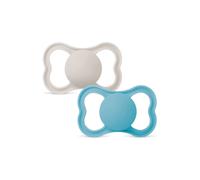 MAM Air Succhietto 6-16 Mesi (Set da 2), Ciuccio MAM 6-16 mesi per pelli sensibili e delicate, Celeste/Neutro