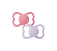 MAM Air Succhietto 6-16 Mesi (Set da 2), Ciuccio MAM 6-16 mesi per pelli sensibili e delicate, Rosa/Lilla