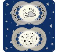 MAM Baby MAM SUCCHIETTO ORIGINAL NIGHT 16+ SILICONE NEUTRO 2 PEZZI