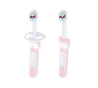 MAM Spazzolino Baby's Brush – Set da 2, Impugnatura corta per denti da latte, 6+ mesi, Rosa