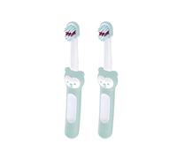 MAM Baby's Brush - Set di 2 spazzolini da denti per bambini, manico corto | Manico corto per una facile presa per mani piccole, per una pulizia delicata dei denti