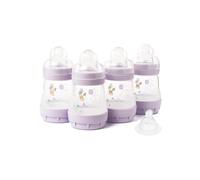 MAM Biberon anti-coliche Easy Start | Confezione da 4 (4 x 160 ml) | Biberon autosterilizzante | Tettarelle MAM a flusso lento misura 1 + 1 tettarella flusso medio misura 2 | rosa (vari disegni)