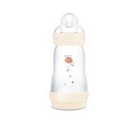 MAM Biberon Anticolica Easy Start 260 ml, Tettarella Misura 2, Neutro | Da 2+ mesi, Valvola anticolica, Riduce bolle d'aria, Silicone SkinSoft, Allattamento misto, Autosterilizzante, Senza BPA/BPS
