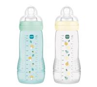 MAM | Biberon Easy Active 6+ Mese Colore Ghiaccio + Perla (confezione da 2 x 330 ml) - con ciuccio in silicone a flusso X velocità ultra veloce - per neonati chiusura ermetica