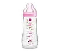 MAM Biberon Easy Active Baby Bottle 330 ml, Biberon MAM per bambini attivi ergonomico e pratico, Accessori neonato 4+ mesi per l'allattamento con tettarella misura 3 piatta e simmetrica, Rosa