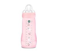 MAM Biberon Easy Active Baby Bottle 330 ml, Biberon MAM per bambini attivi ergonomico e pratico, Accessori neonato 4+ mesi per l'allattamento con tettarella misura 3 piatta e simmetrica, Rosa