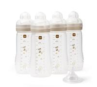MAM Biberon Easy Active | Confezione da 4 (4 x 330 ml) | Tettarelle Fast Flow MAM taglia 3 + 1 x flusso extra veloce | Accessori per bambini |Stine
