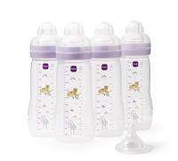 MAM Biberon Easy Active | Confezione da 4 (4 x 330 ml) | Tettarelle MAM a flusso rapido taglia 3 + 1 flusso extra veloce | Accessori per bambini | Rosa