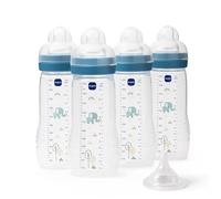 MAM Biberon Easy Active | Confezione da 4 (4 x 330 ml) | Tettarelle MAM a flusso rapido taglia 3 + 1 flusso extra veloce | Accessori per bambini | Blu