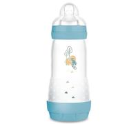 MAM Biberon Easy Start 320 ml, Biberon anticolica per allattamento misto, Riduce le bolle d'aria e il rischio di coliche, Accessori neonati 4+ mesi autosterilizzanti e con tettarella misura 3, Azzurro