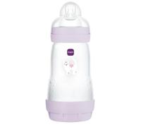 MAM - Biberon Easy Start Anti-Colica 2+ mesi flusso medio (260 ml) lilla - Biberon per ridurre le coliche e il disagio del bambino - Biberon Baby compatibile con l'allattamento al seno