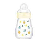 MAM Biberon Feel Good 170 ml, Biberon vetro pregiato resistente alle alte temperature, Accessori neonati ergonomici per uso quotidiano e allattamento misto con morbida tettarella misura 1, Neutro
