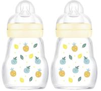 MAM Biberon Feel Good 170 ml, Biberon vetro pregiato resistente alle alte temperature, Accessori neonati ergonomici per uso quotidiano e allattamento misto con morbida tettarella misura 1, Neutro