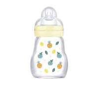 MAM Biberon Feel Good 170 ml, Biberon vetro pregiato resistente alle alte temperature, Accessori neonati ergonomici per uso quotidiano e allattamento misto con morbida tettarella misura 1, Neutro
