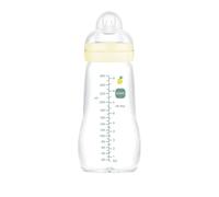 Mam Biberon Feel Good 260 Ml, Vetro Pregiato Resistente Alle Alte Temperature, Per Uso Quotidiano e Allattamento Misto, Morbida Tettarella Misura 2, Neutro, 1 Pezzo
