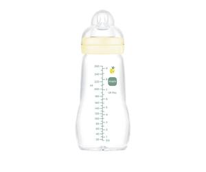 Mam Biberon Feel Good 260 Ml, Vetro Pregiato Resistente Alle Alte Temperature, Per Uso Quotidiano e Allattamento Misto, Morbida Tettarella Misura 2, Neutro, 1 Pezzo