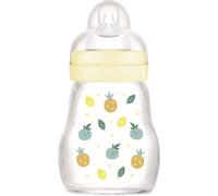 MAM Biberon Feel Good 170 ml, Biberon vetro pregiato resistente alle alte temperature, Accessori neonati ergonomici per uso quotidiano e allattamento misto con morbida tettarella misura 1, Neutro