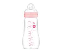 MAM Biberon in vetro 2-4 mesi 260 ml con tettarella 2 a flusso medio in silicone