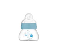 MAM Biberon in vetro, neonato, 0 mesi, 90 ml, con tettarella 0 a flusso extra lento in silicone, facile da pulire, Feel Good, blu, confezione da 1
