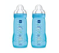 Mam - Biberon per seconda infanzia (da 6 mesi), tettarella tipo X, 330 ml, 2 pezzi, colorato