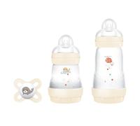 MAM Biberon Set, 2 Biberon Easy Start e 1 Ciuccio Original Start, Neutro | Con 2 biberon anticolica Easy Start 130 e 260 ml, Riduce le bolle d'aria, Tettarella in silicone SkinSoft, Autosterilizzante