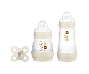 Mam Biberon Set Neonato 2 Biberon Anticolica Easy Start 130 Ml e 260 Ml e Ciuccio Original Start, Riduce Bolle D'aria e Il Rischio Di Coliche, Tettarella Silicone, Neutro, 3 Pezzi
