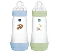 Biberon anti-coliche MAM Easy Start 4 mesi+ - Flusso rapido - Oceano "Elefante" + Sabbia "Felino" Confezione 2x320 ml × 2