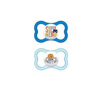 MAM Chupete con Escudo Ventilado, a Partir de 16 Meses, con Tetina Simétrica, Plana y Flexible de Silicona de Fácil Aceptación, con Caja Autoesterilizadora, Air, Azul Mate, Pack de 2uds