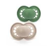 MAM Ciucci originali, 18-36 mesi, confezione da 2, forniti in scatola sterilizzatrice per ciuccio, materiali sostenibili, accessori per bambini, color crema (vari motivi)