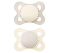 MAM Ciucci originali, 2-6 mesi, confezione da 2, forniti in custodia per sterilizzatore, realizzati con materiali sostenibili, accessori per bambini per neonati, crema/verde (tinta unita)