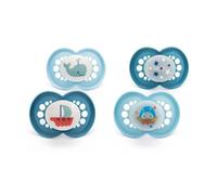 MAM Ciucci originali per giorno e notte, 18-36 mesi, confezione da 4, include 2 ciucci che si illuminano al buio, design ortodontico, accessori per bambini, blu (vari motivi)