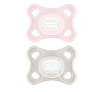 MAM Comfort, 2 ciucci ortodontici per bambini piccoli, 2-12 mesi, ultra morbidi e leggeri, 100% silicone SkinSoft con scatola di sterilizzazione, colore: rosa/verde acqua