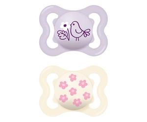 MAM Ciuccio con scudo ventilato, 2-6 mesi, con tettarella simmetrica, piatta, extra sottile e flessibile, in silicone, facile accettazione, con scatola autosterilizzante, MAM Supreme, rosa opaco,
