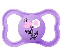 MAM Ciuccio con scudo ventilato, a partire da 6 mesi, tettarella simmetrica, piatta, extra sottile e flessibile, in silicone di facile accettazione, con scatola autosterilizzante, Supreme, rosa opaco,