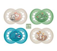 MAM Ciuccio in silicone 6-16 mesi, set da 4 pezzi Unisex, con 2 scatole sterilizzate