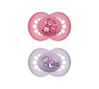 MAM Ciuccio originale in lattice in set da 2 ciucci realizzati con materiali sostenibili e rinnovabili, ciuccio per bambini con tettarella simmetrica e ortodontica, 6-16 mesi, capriolo/uccello
