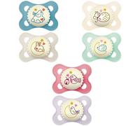 MAM | Ciuccio originale notte 2-6 mesi (2 pezzi) colore casuale - Ciuccio in silicone simmetrico e anatomico - tettarella fosforescente con scatola di trasporto e sterilizzazione