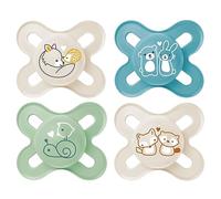 MAM Ciuccio "Skin Soft" in silicone, appositamente progettato per neonati prematuri e neonati extra piccoli, 0-2 Mo. Boy, set da 4 pezzi, con 2 scatole per il trasporto sterilizzazione