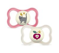 MAM Ciuccio Supreme per bambini +16 mesi, rosa opaco, 2 pezzi | Con scudo ventilato che si illumina al buio, tettarella extra sottile e flessibile in silicone Skin Soft