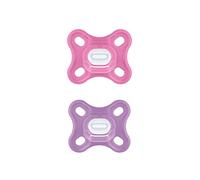 MAM Comfort - Ciuccio in silicone (0-2 mesi) - Ciuccio per neonati e neonati - Set lecca con scatola per lecca-lecca - rosa/viola