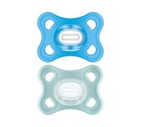 MAM Comfort Ciuccio In Set da 2, 100% Silicone, Con Custodia Porta Succhietto, 3-12 Mesi, Azzurro
