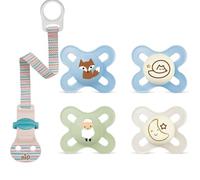 MAM Comfort X-Small 0+ mesi Ciuccio in 100% Silicone morbido Boys, 4 pezzi, Include 2 scatole per il trasporto sterilizzate