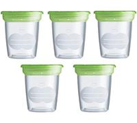 MAM Contenitori latte materno e alimenti, Confezione da 5 | Impilabili, congelabili e sterilizzabili, Compatibili con tiralatte elettrico e manuale, Tappo avvitabile ermetico