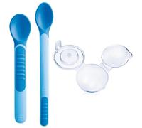 MAM Cucchiaini Blu con Coperchio Termosensibili per Svezzamento 6+ mesi Set 2