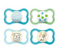 MAM Day & Night Air Dental Succhietto in silicone 6-16 MAM Air Set da 4 (2 + 2) con 2 scatole per il trasporto e la sterilizzazione